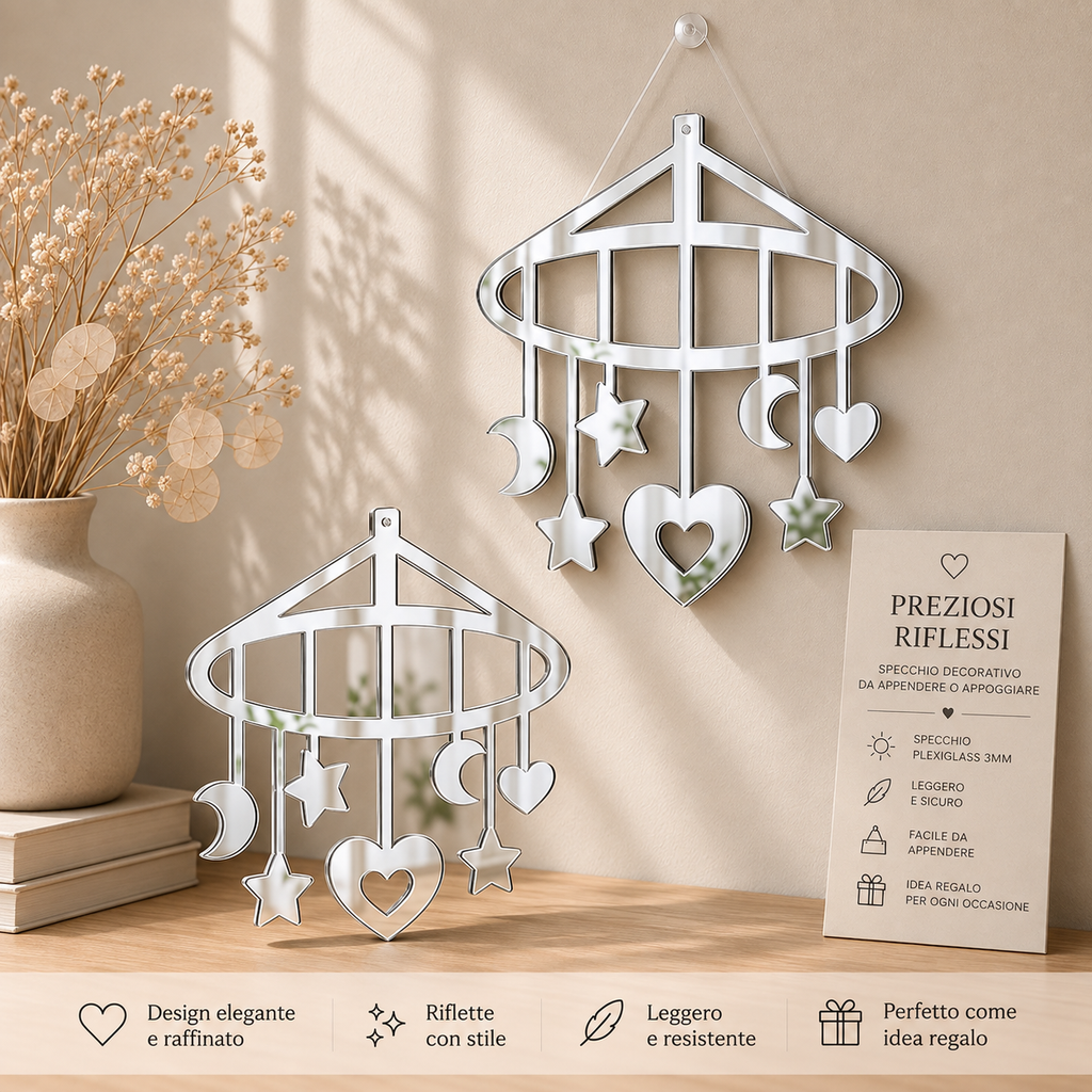 Specchio Decorativo Giostrina in Plexiglass Specchiato – Oro o Argento