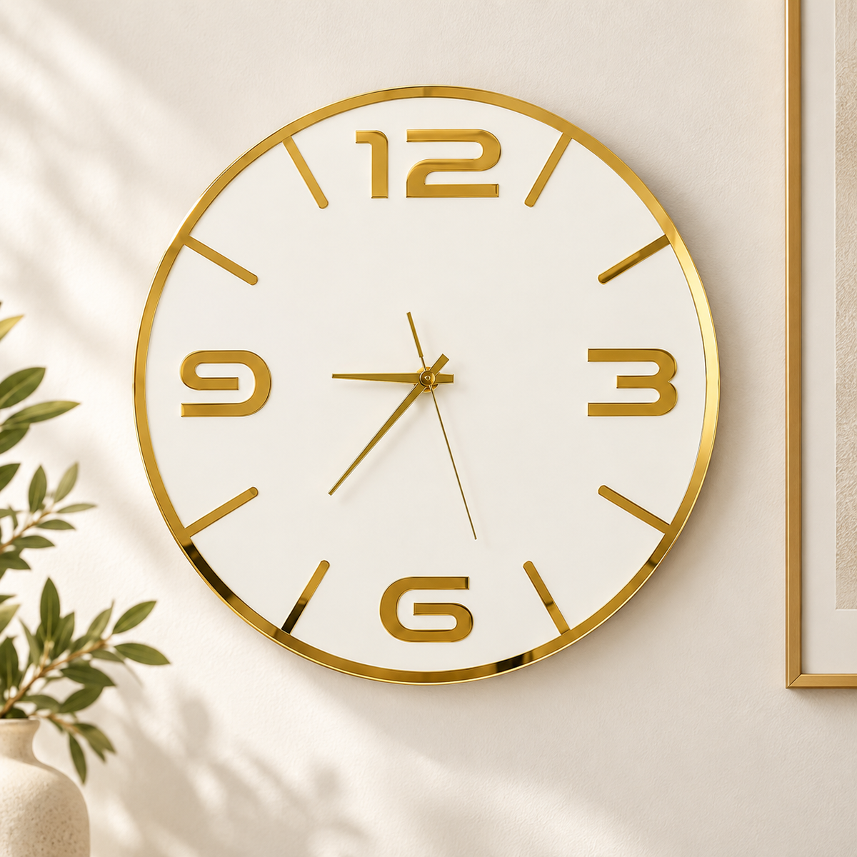 Orologio da Parete Bianco Oro – Plexiglass Specchiato 40×40 cm