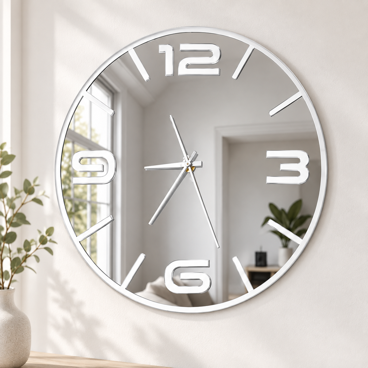 Orologio da Parete Specchio Argento – Plexiglass Specchiato 40×40 cm