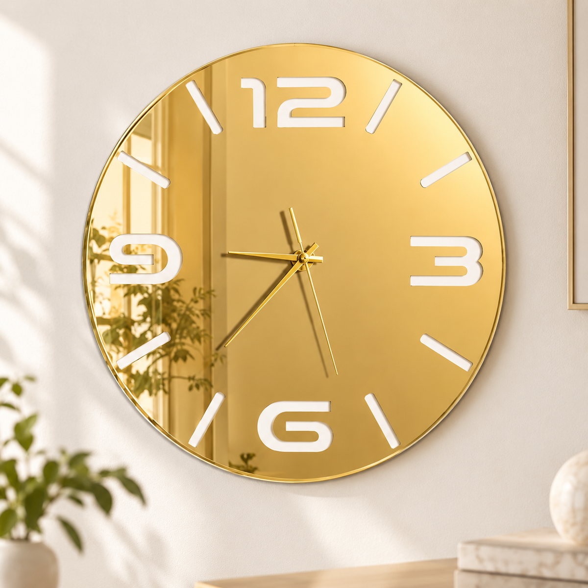 Orologio da Parete Specchio Oro – Plexiglass Oro Specchiato 40×40 cm