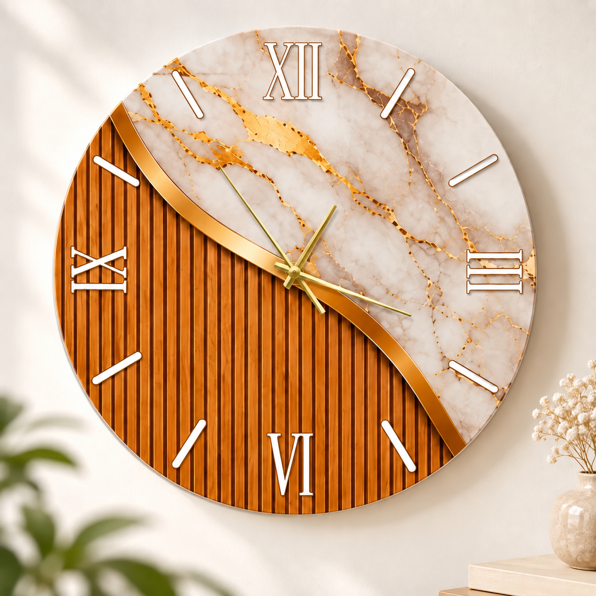Orologio da Parete Marmo Doghe – Plexiglass Stampato UV 40×40 cm