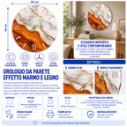 Orologio da Parete Marmo Ambra – Plexiglass Stampato UV 40×40 cm