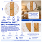 Orologio da Parete Marmo Rovere – Plexiglass Stampato UV 40×40 cm