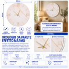 Orologio da Parete Marmo Tondo – Plexiglass con Stampa UV Effetto Marmo 40×40 cm