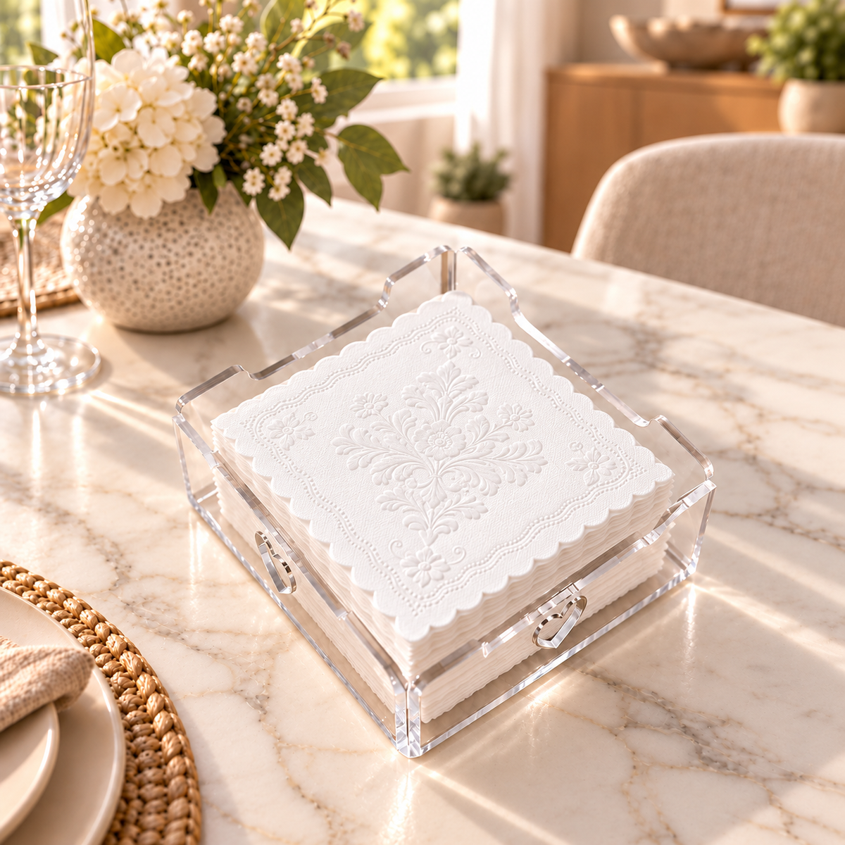 Portatovaglioli Cuore in Plexiglass Trasparente – 13×13 cm